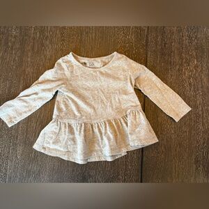 GAP Light Gray Long Sleeve Peplum Top